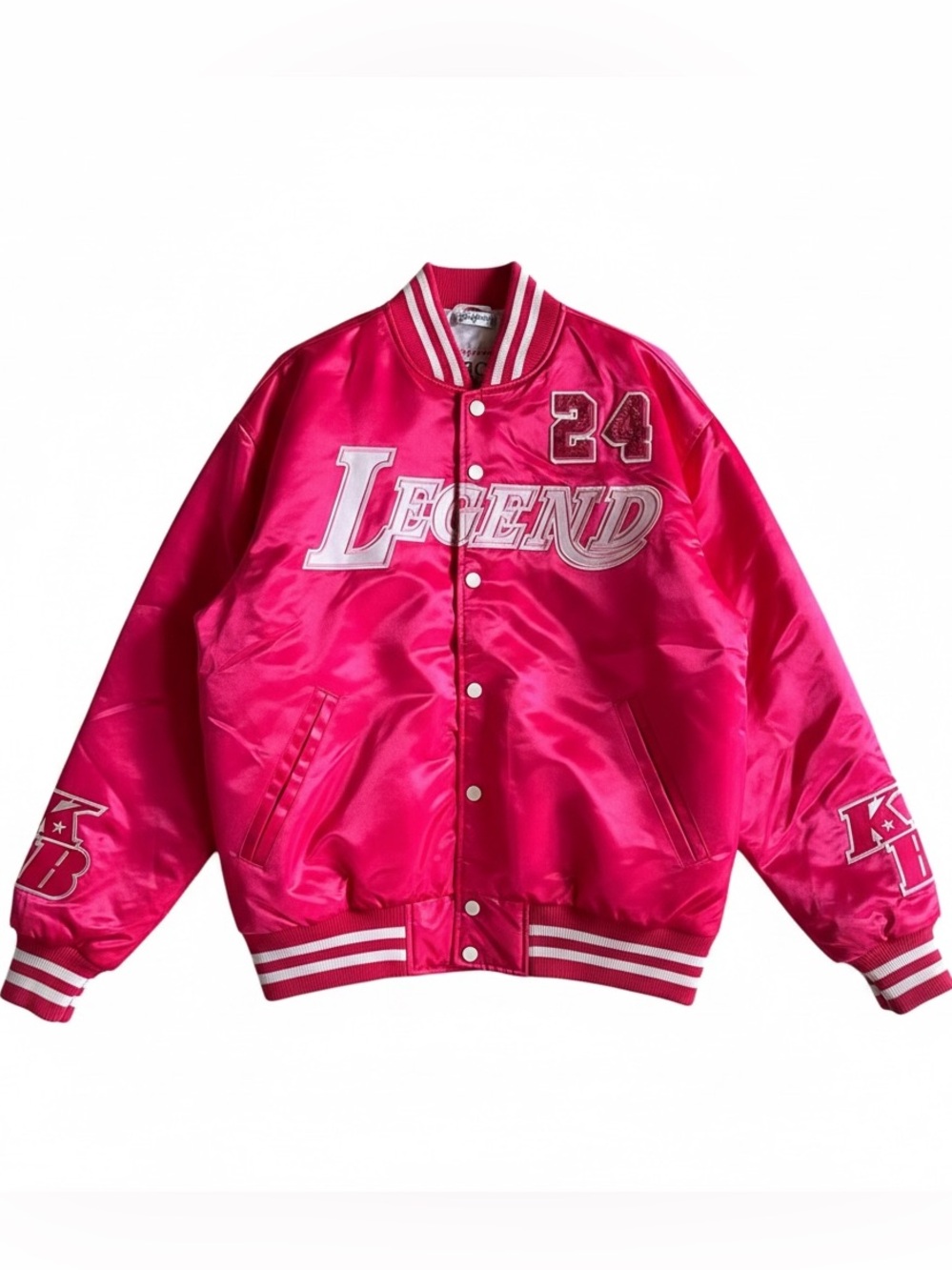 Headgear Classics Kobe Bryant Mamba Think Pink Satin Varsity Jacket Size M